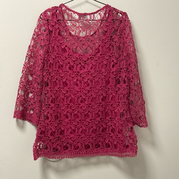 Gorgeous Brilliant Pink Floral Lace Anthony Richards Top! - Picture 6 of 13